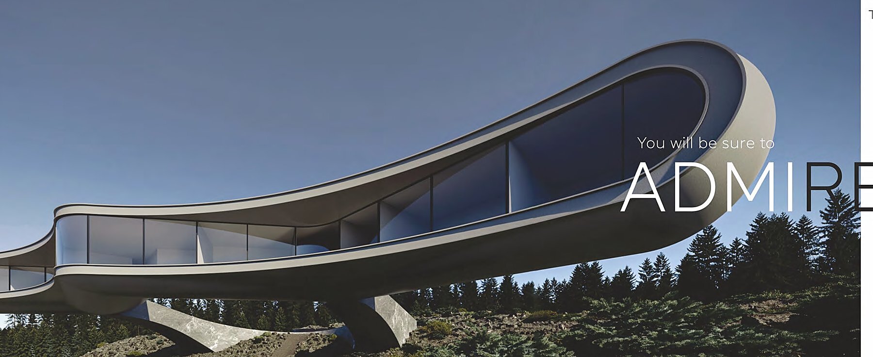Sculptural modern architecture with sweeping aluminium framed glass